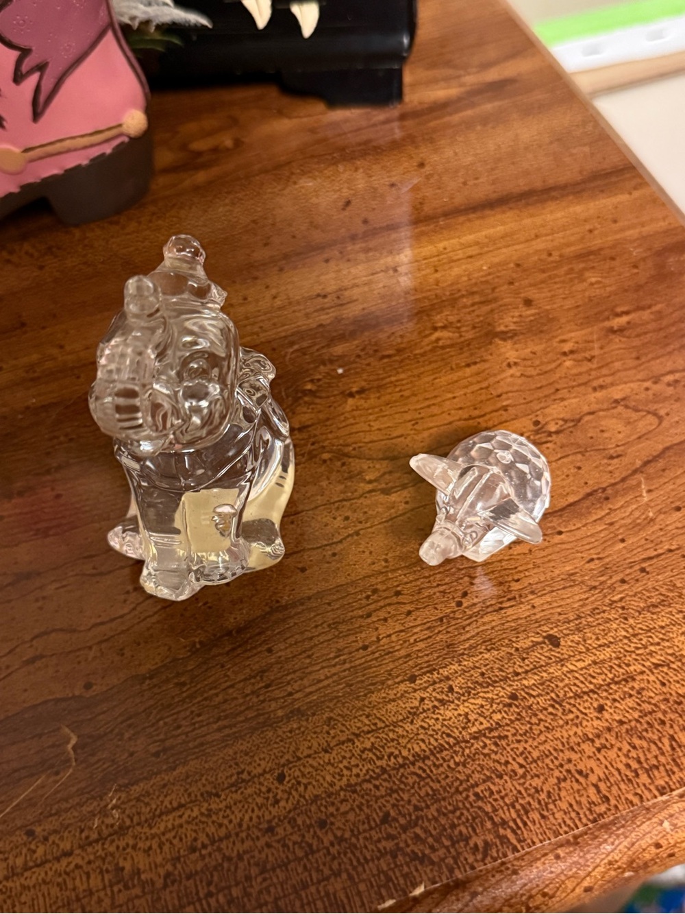 Clear Glass Elephant and Turtle Figurines